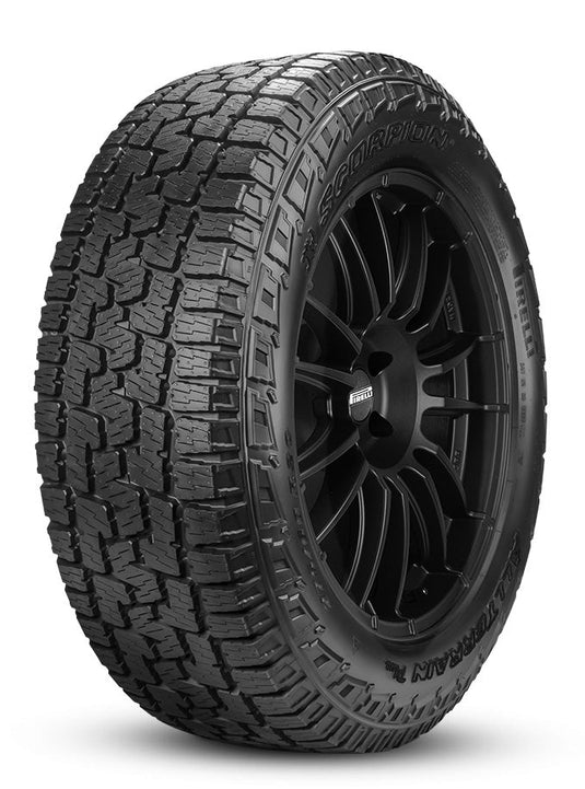 Tire with tread pattern on a white background
