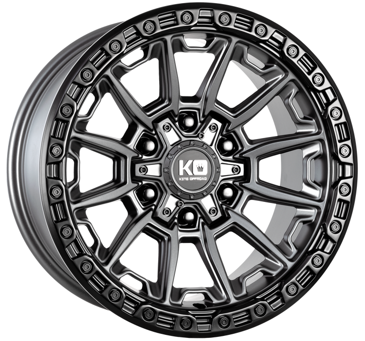 KING WARRIOR 17" - MATTE TITANIUM / BLACK BEAD RING - Angle