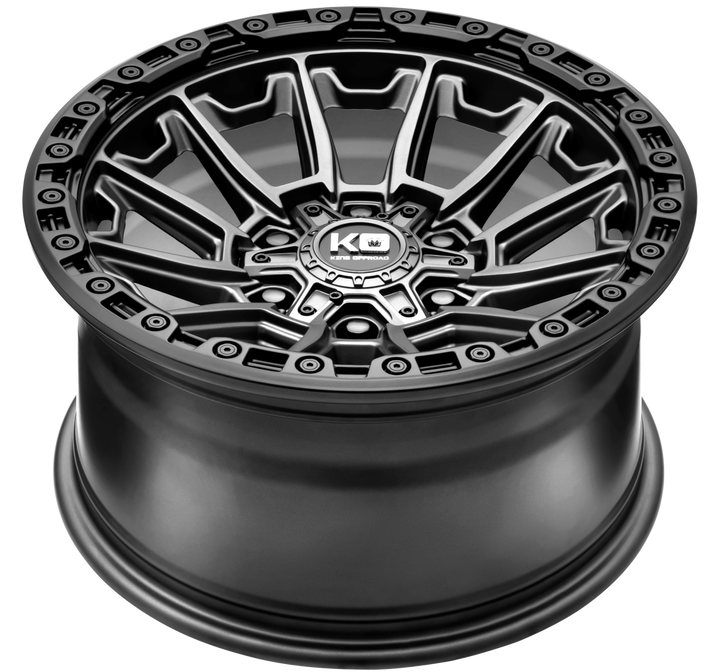KING WARRIOR 17" - MATTE TITANIUM / BLACK BEAD RING - Opposite Angle